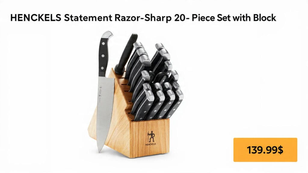HENCKELS Statement Razor-Sharp 20-Piece Knife Set with Block, Chef Knife, Bread Knife
