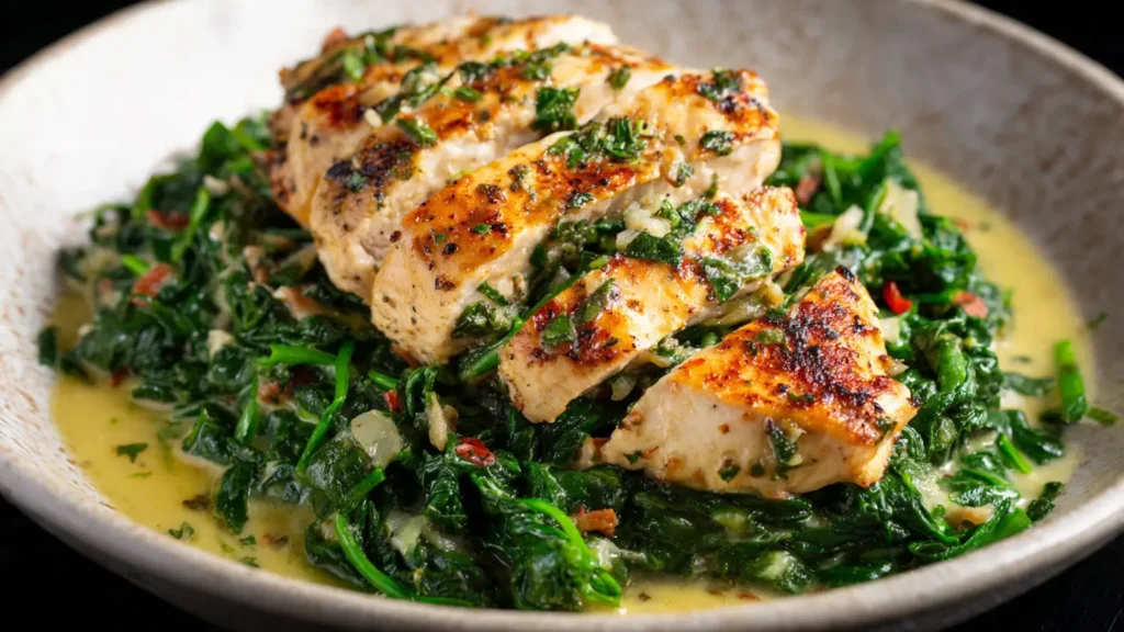 Protein Dinner One: Garlic Chicken with Spinach